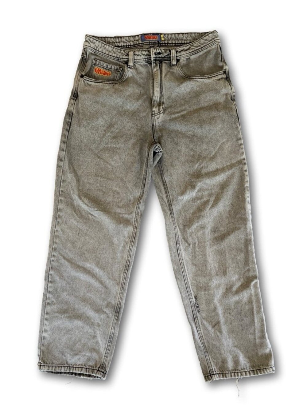 Thrashed Empyre Gray Acid Wash Skate Jeans Heavy Distressed Baggy Denim 32